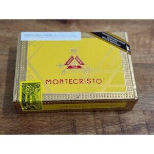 Montecristo Monte cristo Cigar Box Empty 20 Half Corona 7 x 4.75 x 1.25 Yellow